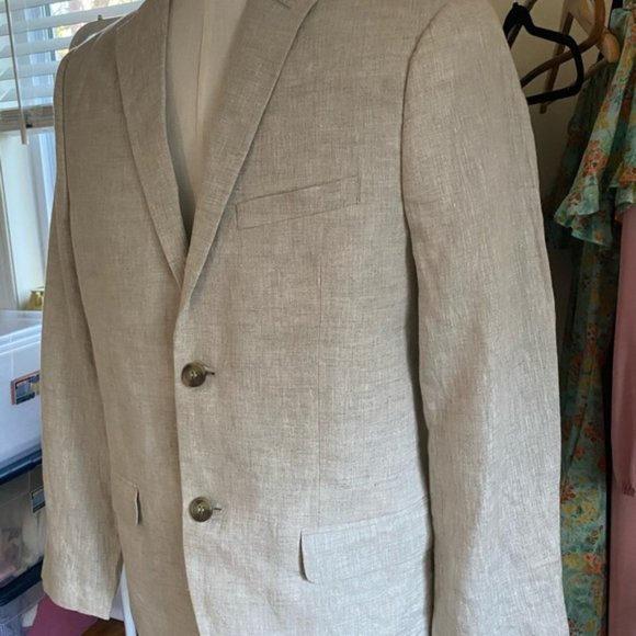H&M Slim Fit Linen Blazer Light Beige 42R - Picture 5 of 8
